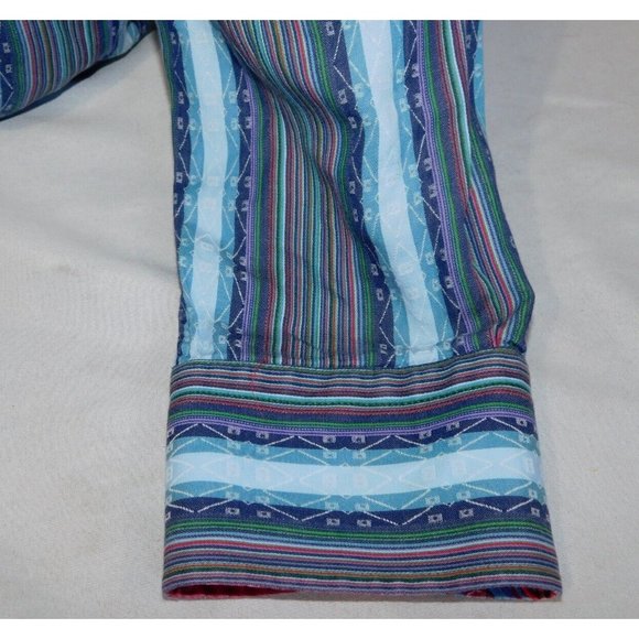 Luchiano Visconti Black Mens 2XL Blue Striped Button Up LS Shirt Flip Cuff - Picture 9 of 11